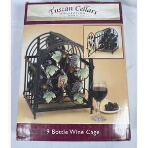 Tuscan Cellars Iron Wine 9-Bottle Rack Arch Cage NEW